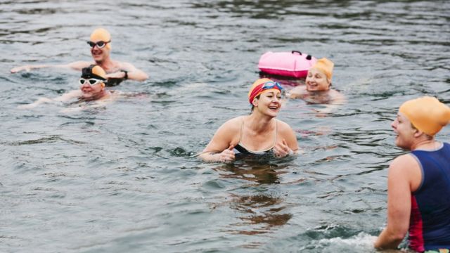 Women swimming